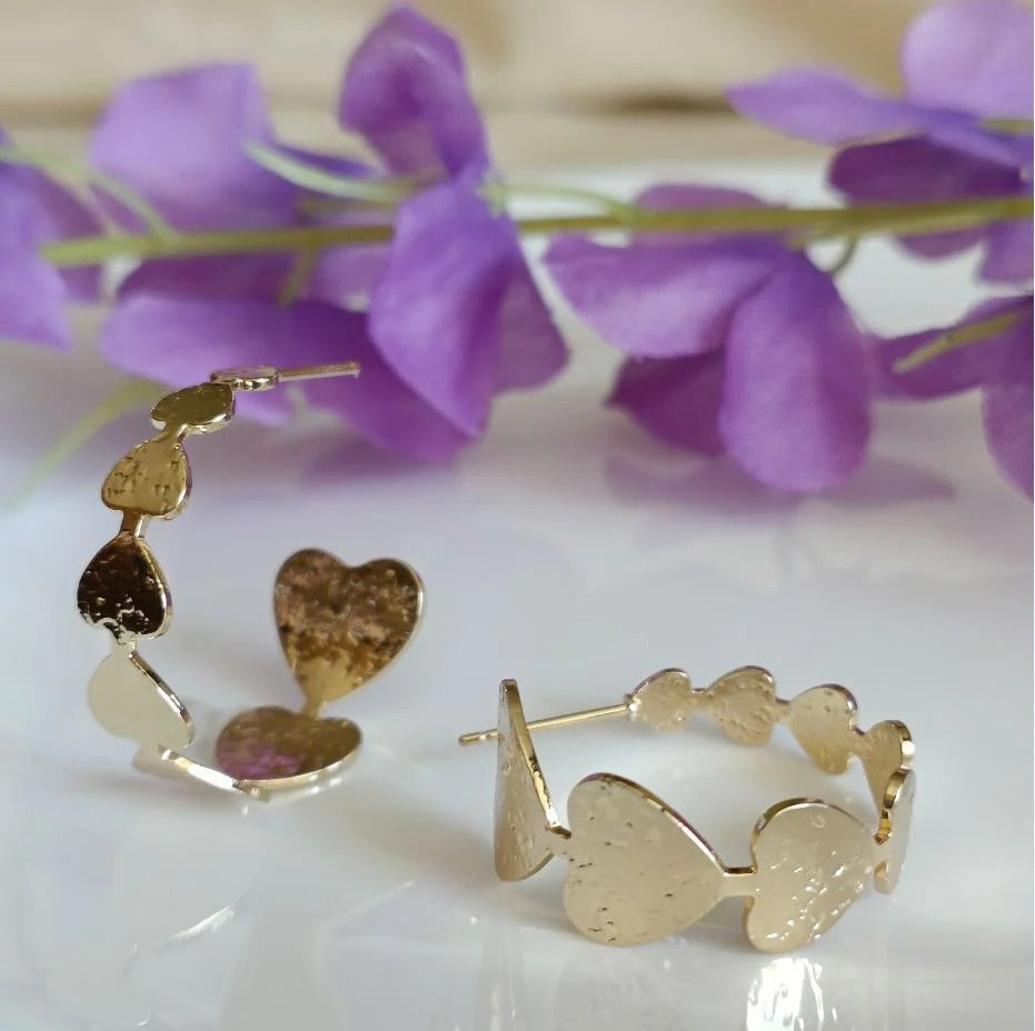 Gold plated heart fashion hoop earrings